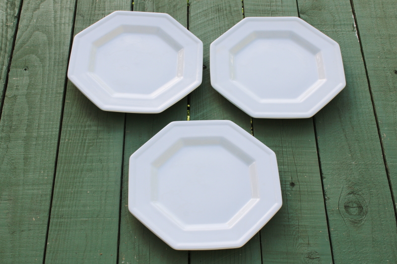photo of vintage Johnson Bros England Heritage white ironstone china octagonal salad plates  #1