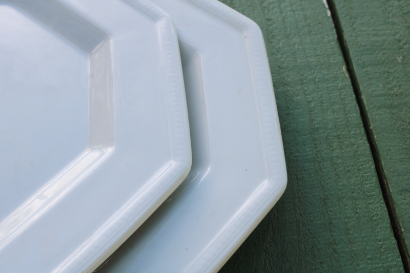 photo of vintage Johnson Bros England Heritage white ironstone china octagonal salad plates  #2