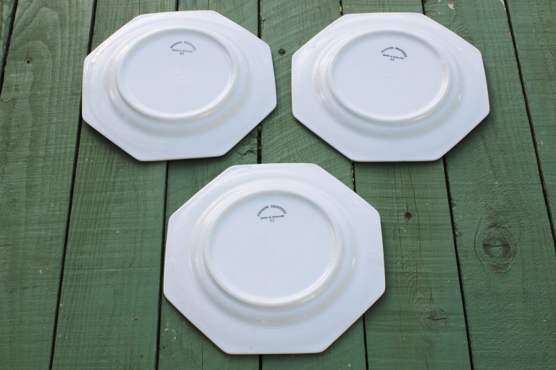 photo of vintage Johnson Bros England Heritage white ironstone china octagonal salad plates  #4
