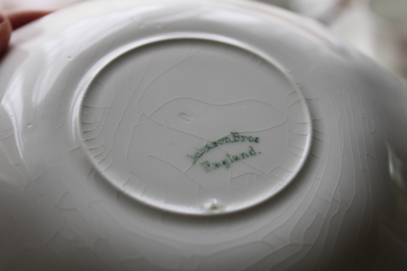 photo of vintage Johnson Bros all white snow white china tea cups & saucers set for 4  #4