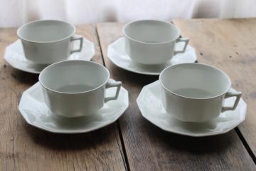 vintage Johnson Bros all white snow white china tea cups & saucers set for 4 