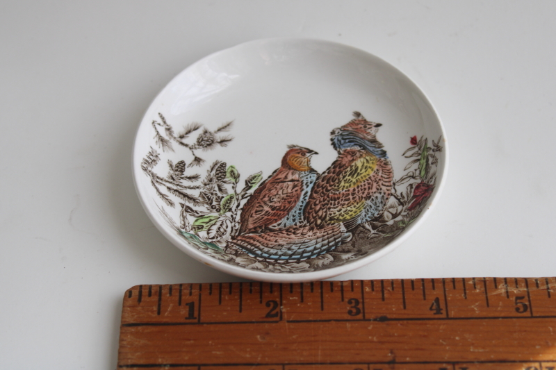 photo of vintage Johnson Bros ironstone china Ruffed Grouse game birds pattern coaster or butter pat plate #1