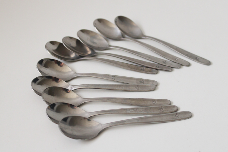 photo of vintage KLM airlines utensils, small coffee spoons, Amefa stainless flatware #1