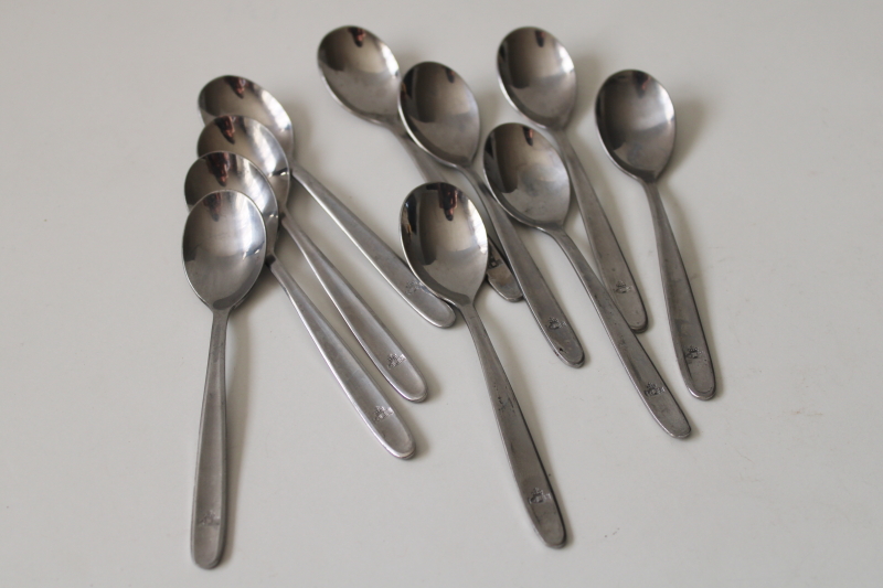 photo of vintage KLM airlines utensils, small coffee spoons, Amefa stainless flatware #3