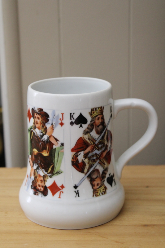 vintage Kaiser Germany porcelain beer stein or mug, playing card suits ...