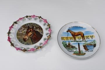 vintage Kentucky souvenir plates w/ horses, Derby race winner Man O War