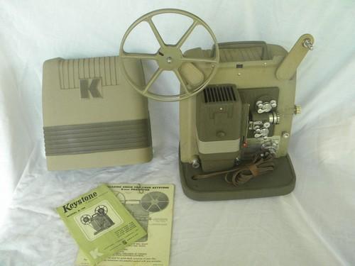 photo of vintage Keystone K-100 8mm movie film projector w/case, mid century deco #1