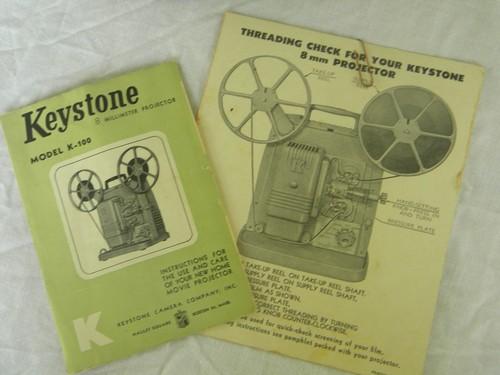 photo of vintage Keystone K-100 8mm movie film projector w/case, mid century deco #4