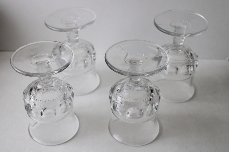photo of vintage Kings Crown crystal clear pressed glass goblets, chunky water or wine glasses #4