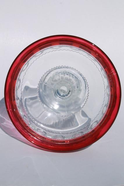 photo of vintage Kings Crown glass compote bowl pedestal dish w/ ruby flash stain color band #2