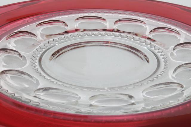 photo of vintage Kings Crown pattern glass cake plate w/ ruby stain border, pretty for Christmas! #5