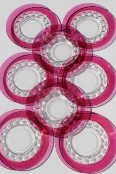 catalog photo of vintage King's Crown ruby flash stained color thumbprint glass luncheon plates