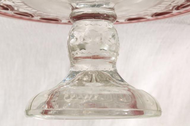 photo of vintage King's Crown ruby flash thumbprint glass cake stand dessert plate #7