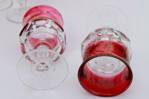 photo of vintage King's Crown ruby flash thumbprint glass dishes complete set for 12 #9