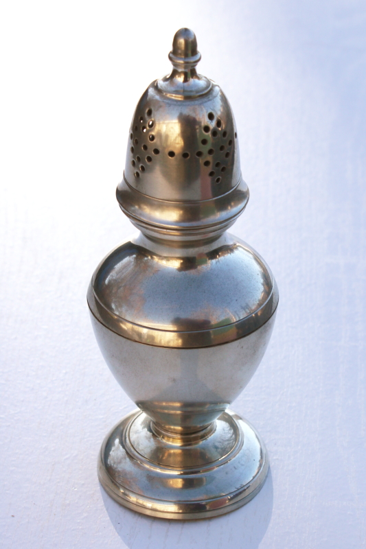photo of vintage Kirk Stieff pewter, Colonial Williamsburg reproduction muffineer sugar shaker #1