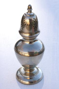 photo of vintage Kirk Stieff pewter, Colonial Williamsburg reproduction muffineer sugar shaker