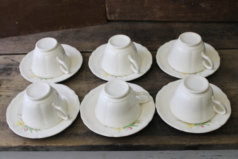 photo of vintage Knowles china dinnerware set for 6 Easter spring flowers daffodils tulips willow buds #15