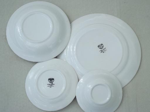 photo of vintage Knowles china dishes set for 6,  basket full of flowers pattern #5