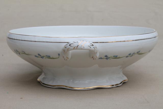 photo of vintage Knowles china serving dish tureen bowl w/ tiny blue floral bluebells #2