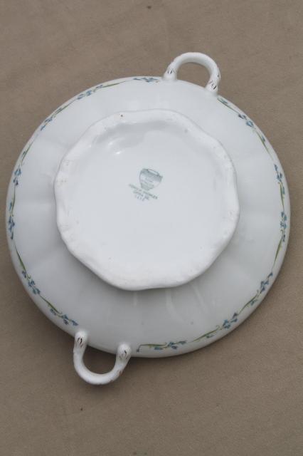 photo of vintage Knowles china serving dish tureen bowl w/ tiny blue floral bluebells #5