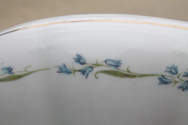 photo of vintage Knowles china serving dish tureen bowl w/ tiny blue floral bluebells #6