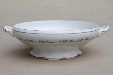 catalog photo of vintage Knowles china serving dish tureen bowl w/ tiny blue floral bluebells