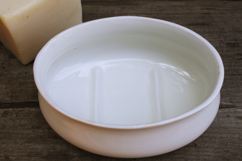 photo of vintage Knowles china soap dish, rare plain white deep bowl graceful flared oval shape  #2
