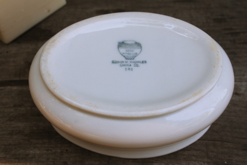 photo of vintage Knowles china soap dish, rare plain white deep bowl graceful flared oval shape  #3