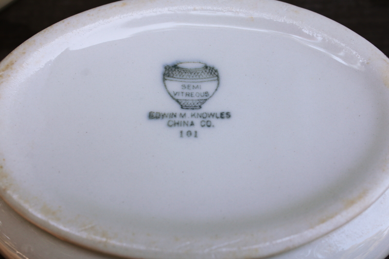 photo of vintage Knowles china soap dish, rare plain white deep bowl graceful flared oval shape  #4