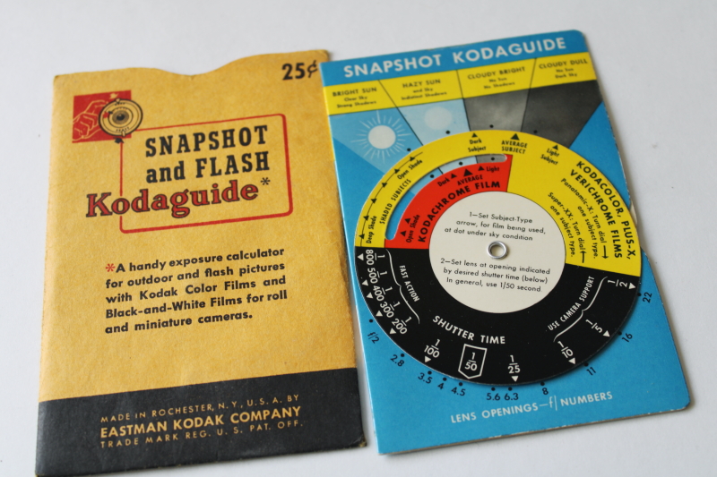 photo of vintage Kodaguide Kodak paper wheel photography guides for camera Snapshot and Flash  #3