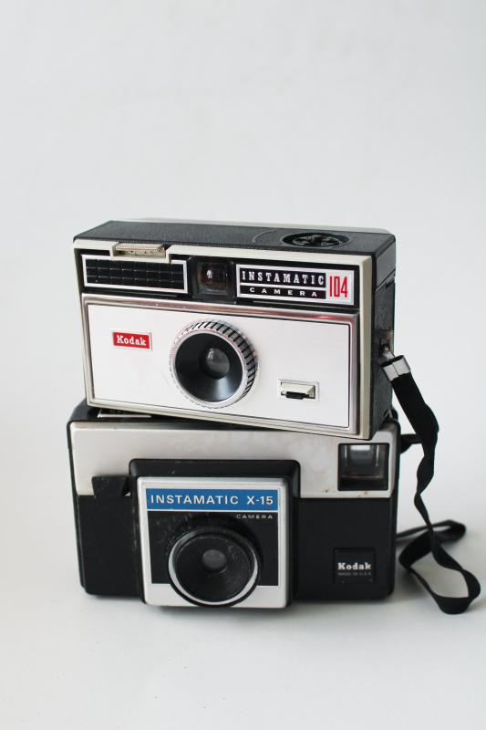 photo of vintage Kodak cameras, non-working instamatics for retro decor, photo props #1