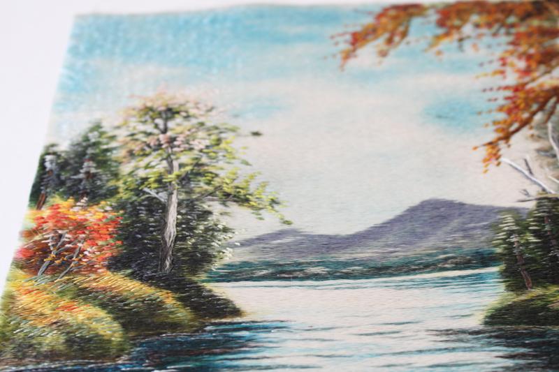 photo of vintage Korea hand embroidered silk embroidery picture panels landscape scenes #7