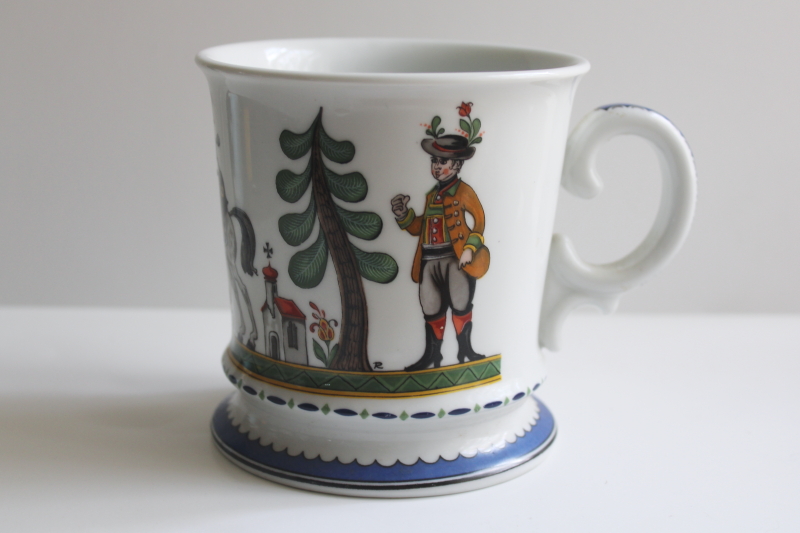 photo of vintage Kurt Hammer beer stein, large porcelain mug German folk art scene  #1