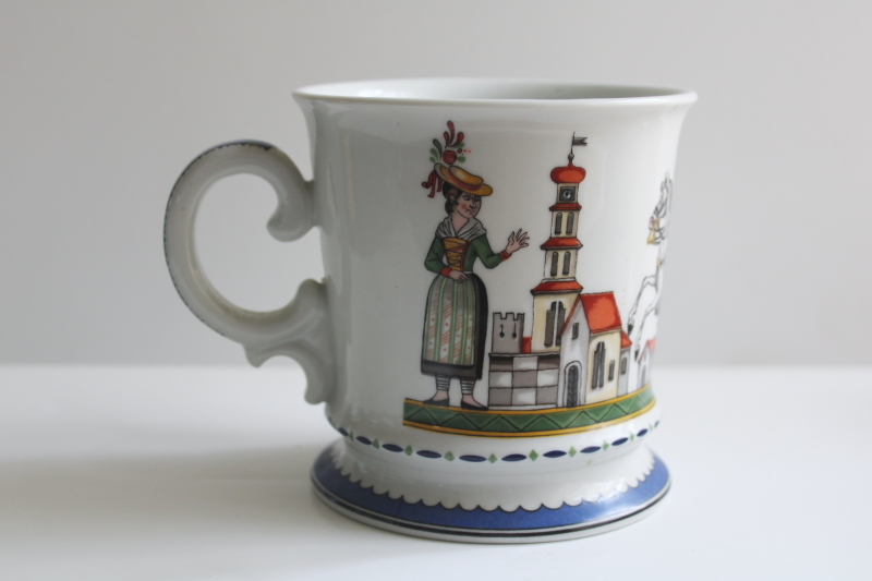 photo of vintage Kurt Hammer beer stein, large porcelain mug German folk art scene  #3