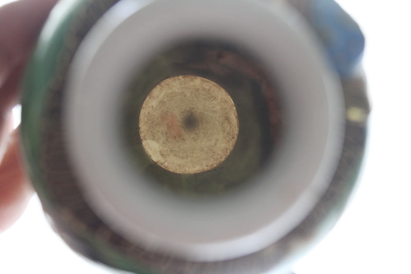 photo of vintage Kutani porcelain vase, hand painted moriage Immortal Benzaiten, goddess of wealth & good fortune  #6