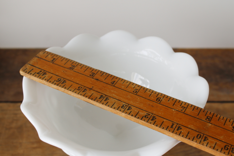 photo of vintage L E Smith glass moon & stars opaque white milk glass, large compote bowl  #4