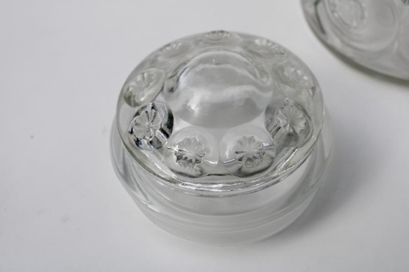 photo of vintage LE Smith moon and stars clear glass kitchen canister, sugar jar #3