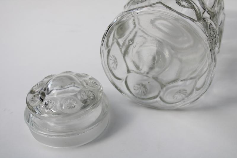 photo of vintage LE Smith moon and stars clear glass kitchen canister, sugar jar #5