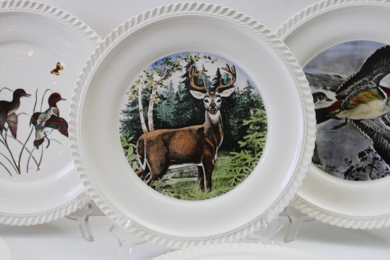 photo of vintage LL Bean Delano Studios wildlife print dinner plates, game birds, fish, deer  #6
