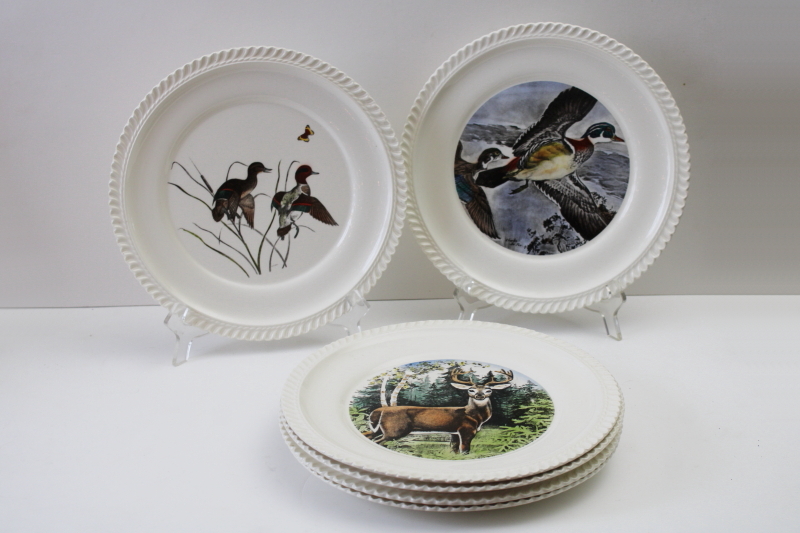 photo of vintage LL Bean Delano Studios wildlife print dinner plates, game birds, fish, deer  #9