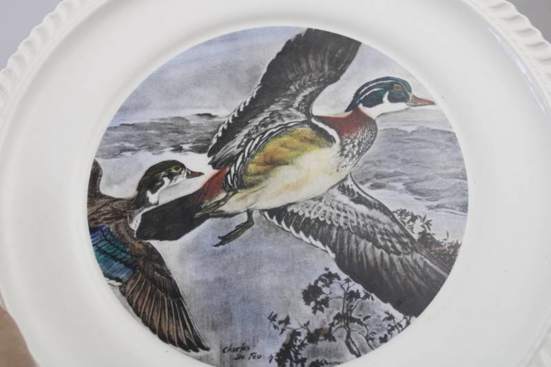 photo of vintage LL Bean Delano Studios wildlife print dinner plates, game birds, fish, deer  #12