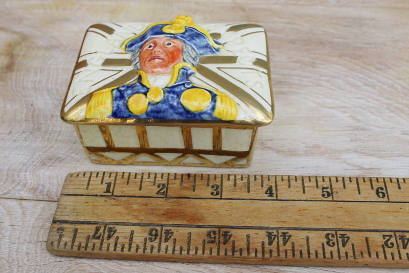 photo of vintage Lancaster English Ware trinket box, Britannia England Expects Horatio Nelson portrait #5