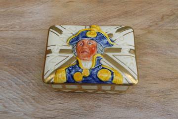 catalog photo of vintage Lancaster English Ware trinket box, Britannia England Expects Horatio Nelson portrait