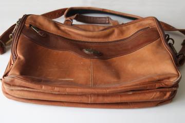 catalog photo of vintage Land Santa Fe leather messenger bag w/ shoulder strap, soft sided luggage laptop briefcase
