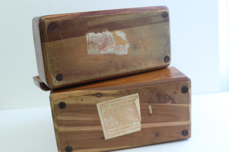 photo of vintage Lane mini cedar chest boxes, wood keepsake boxes without keys #3