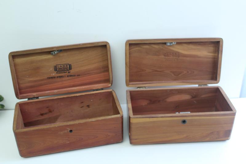 photo of vintage Lane mini cedar chest boxes, wood keepsake boxes without keys #6