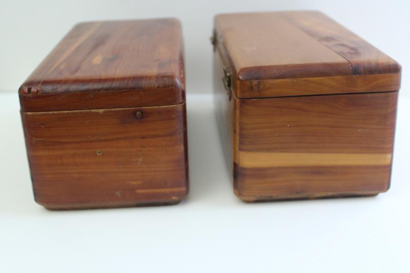 photo of vintage Lane mini cedar chest boxes, wood keepsake boxes without keys #10