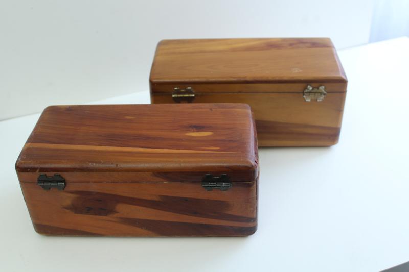 photo of vintage Lane mini cedar chest boxes, wood keepsake boxes without keys #11