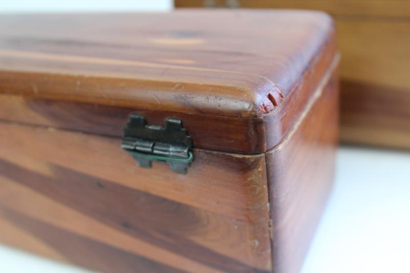 photo of vintage Lane mini cedar chest boxes, wood keepsake boxes without keys #12