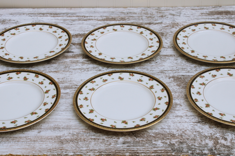 photo of vintage Lauren tiny floral pattern Royal Doulton New Romance china salad plates new w/ store label #5